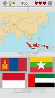 アジア諸国と中東 : 地理クイズ - 旗、首都、地図 ポスター