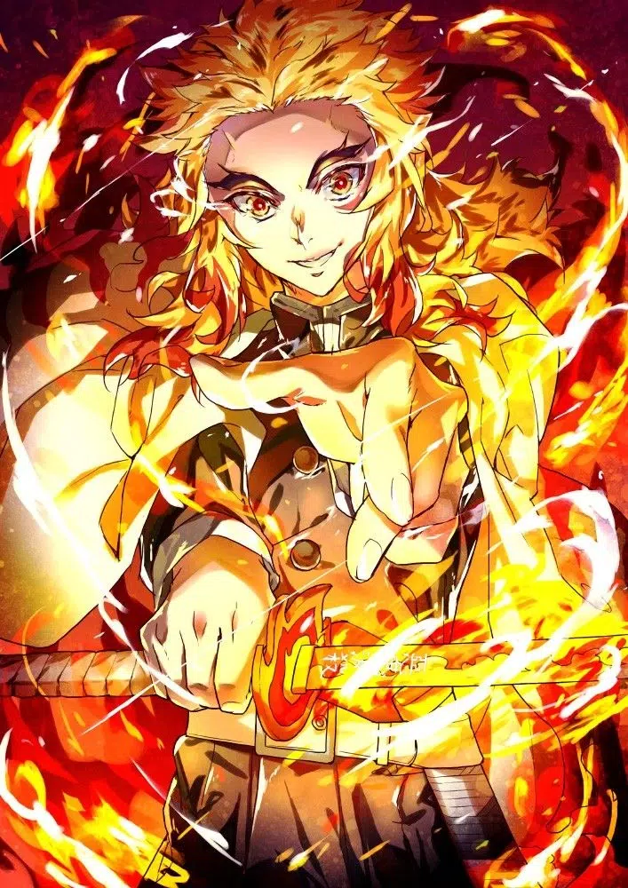 Demon Slayer Kyojuro Rengoku Flame Hashira 5º. Formato 2K baixar