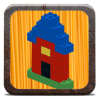 Buildings with building bricks icon