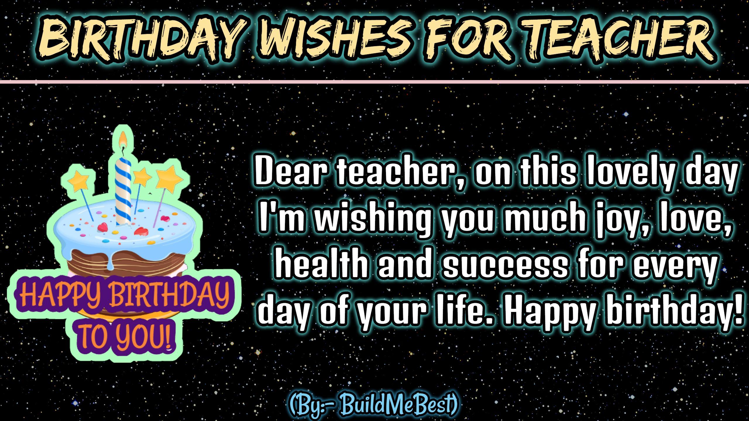 Birthday wishes for Teacher, Quotes, Greeting Card for Android - APK