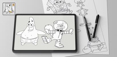 Drawing Sponge, Gary & Patrick Affiche