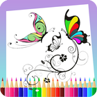livre de coloriage papillon icône
