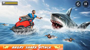 Angry White Shark Games 3d Affiche