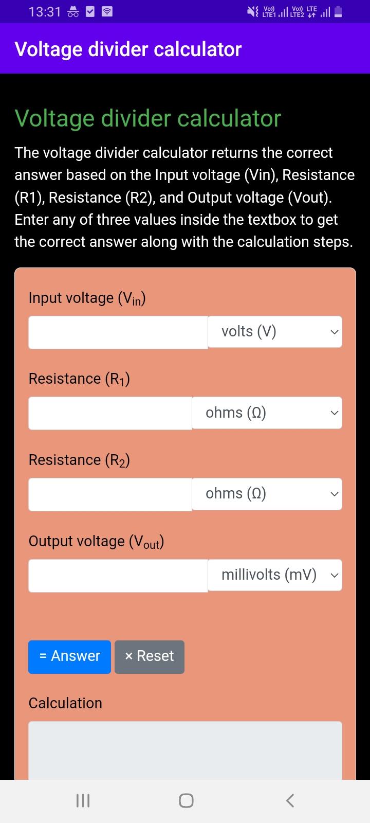 Voltage divider calculator APK for Android Download Circuit Diagram