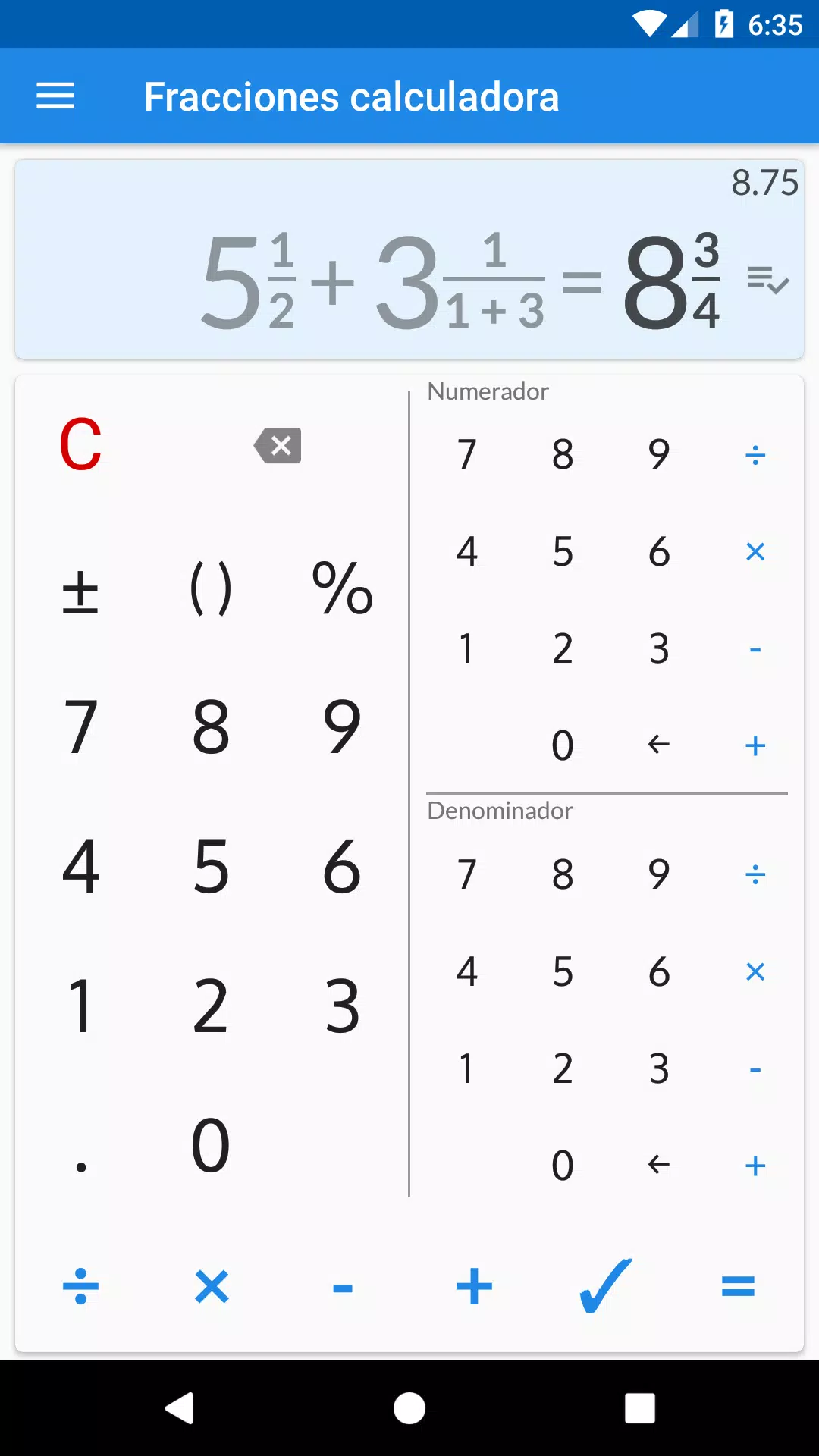 Descarga de APK de Calculadora de fracciones para Android