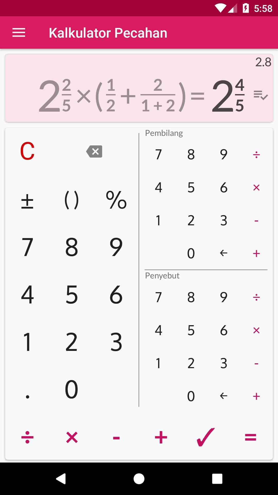 Kalkulator pecahan dengan solusinya for Android - APK Download