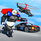Flying Police Panda Robot Game: Robot Car Game icône