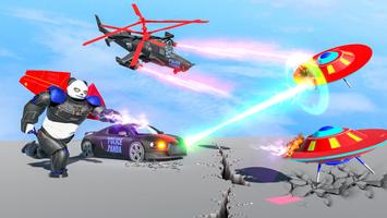 Flying Police Panda Robot Game: Robot Car Game الملصق