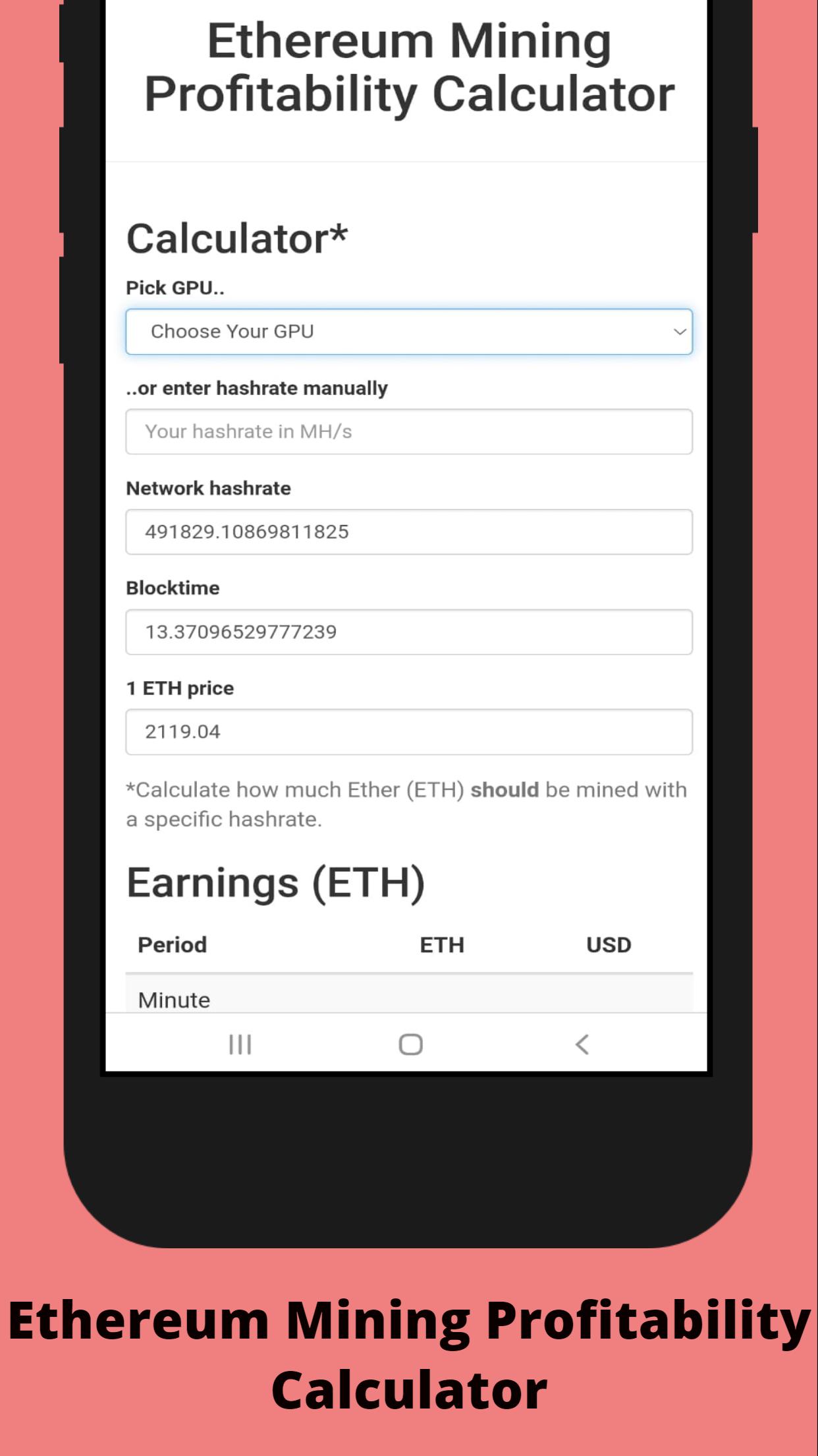 Ethereum Mining Profitability Calculator APK voor Android Download