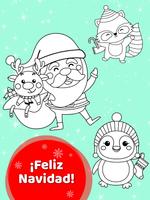 Feliz Libro de colorear Navidad animado para niños Poster