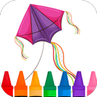 rainbow kite coloring icon