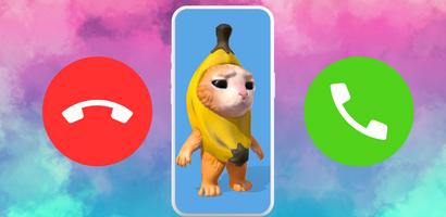 Banana Cat llorando Fake Call captura de pantalla 2
