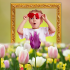 Natural flower photo frame icon