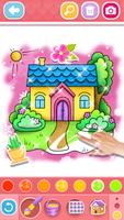 Glitter House coloring for kid पोस्टर