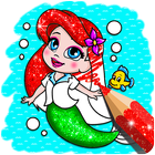 Mermaid coloring for kids icon