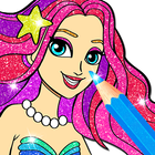 Rainbow Glitter Coloring Book Mermaids ícone