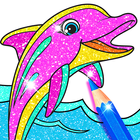 Rainbow Glitter Coloring Book: Dolphin Waterpark ikon