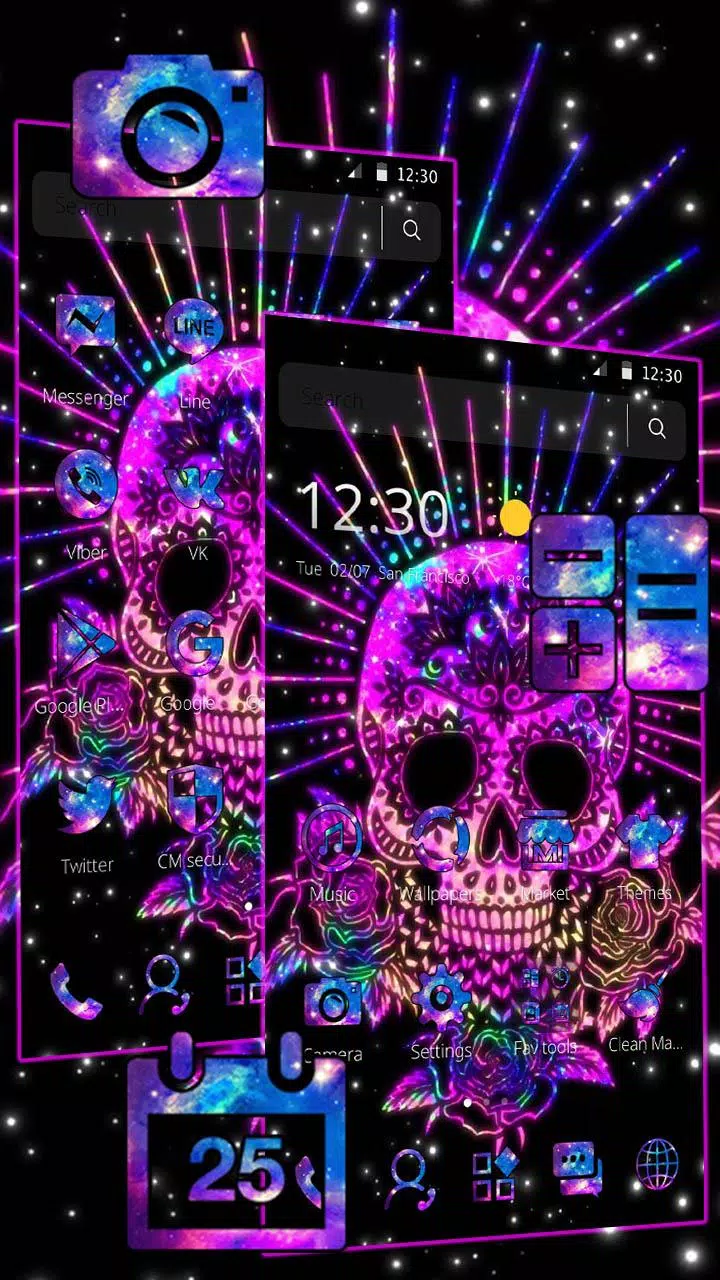 Beautiful Glitter Purple Skull Theme APK for Android Download