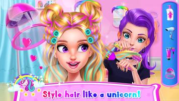 Rainbow Unicorn Hair Salon Affiche