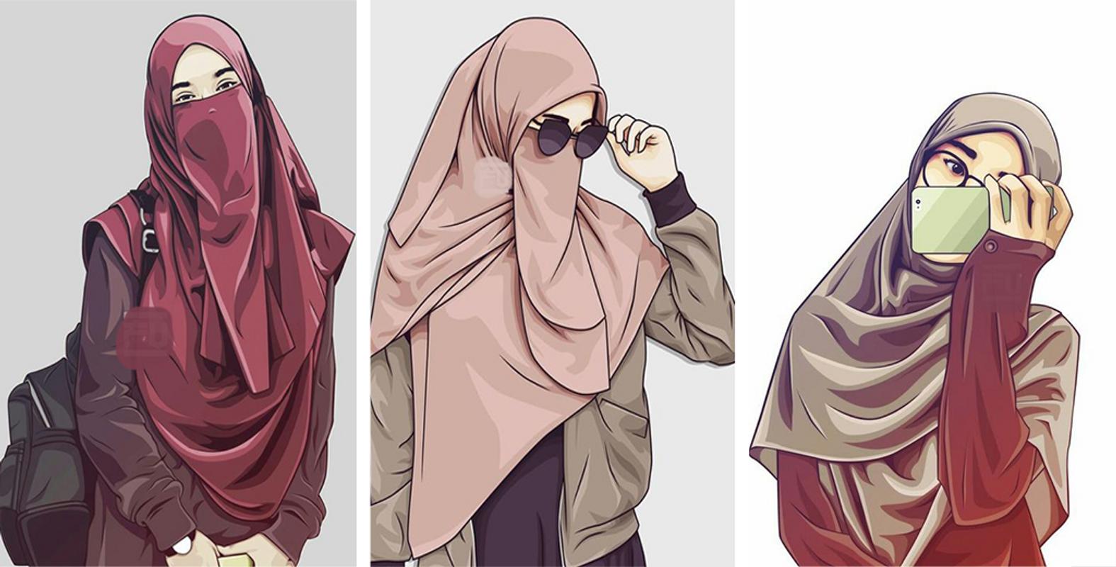  Muslimah  Cartoon  Picture  Download Coloring wall