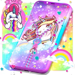 Unicorn zipper lock screen