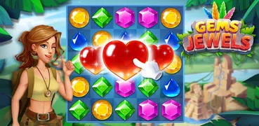 宝石と宝石 - マッチ3ジャングルパズルゲーム