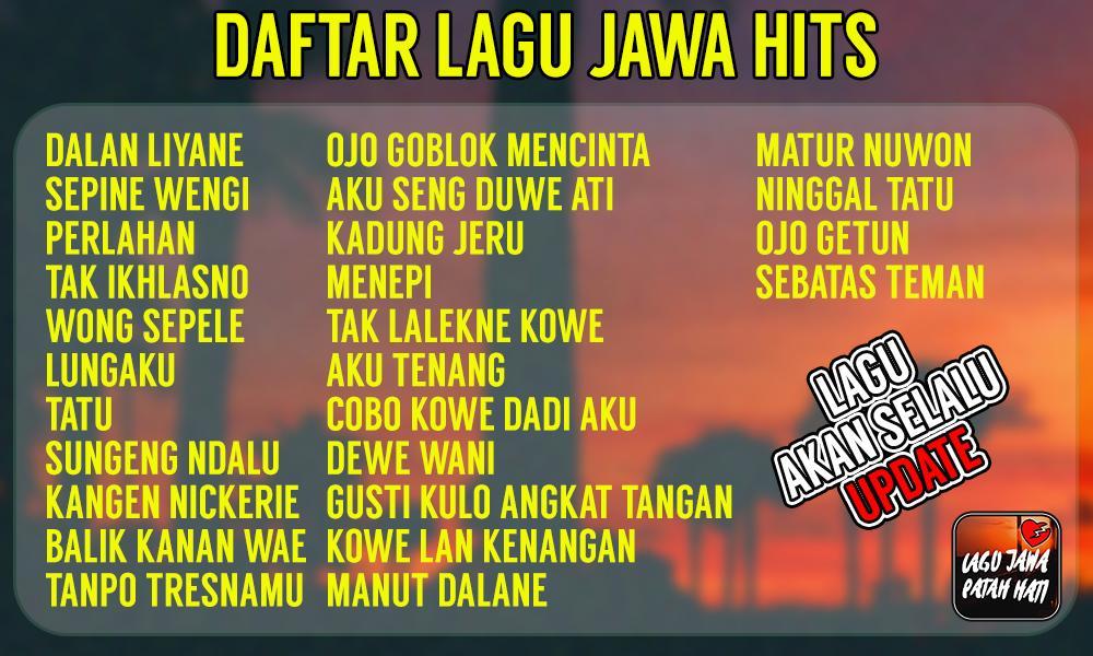 Lagu Jawa Hits Patah Hati Offline Lengkap Для Андроид - Скачать APK