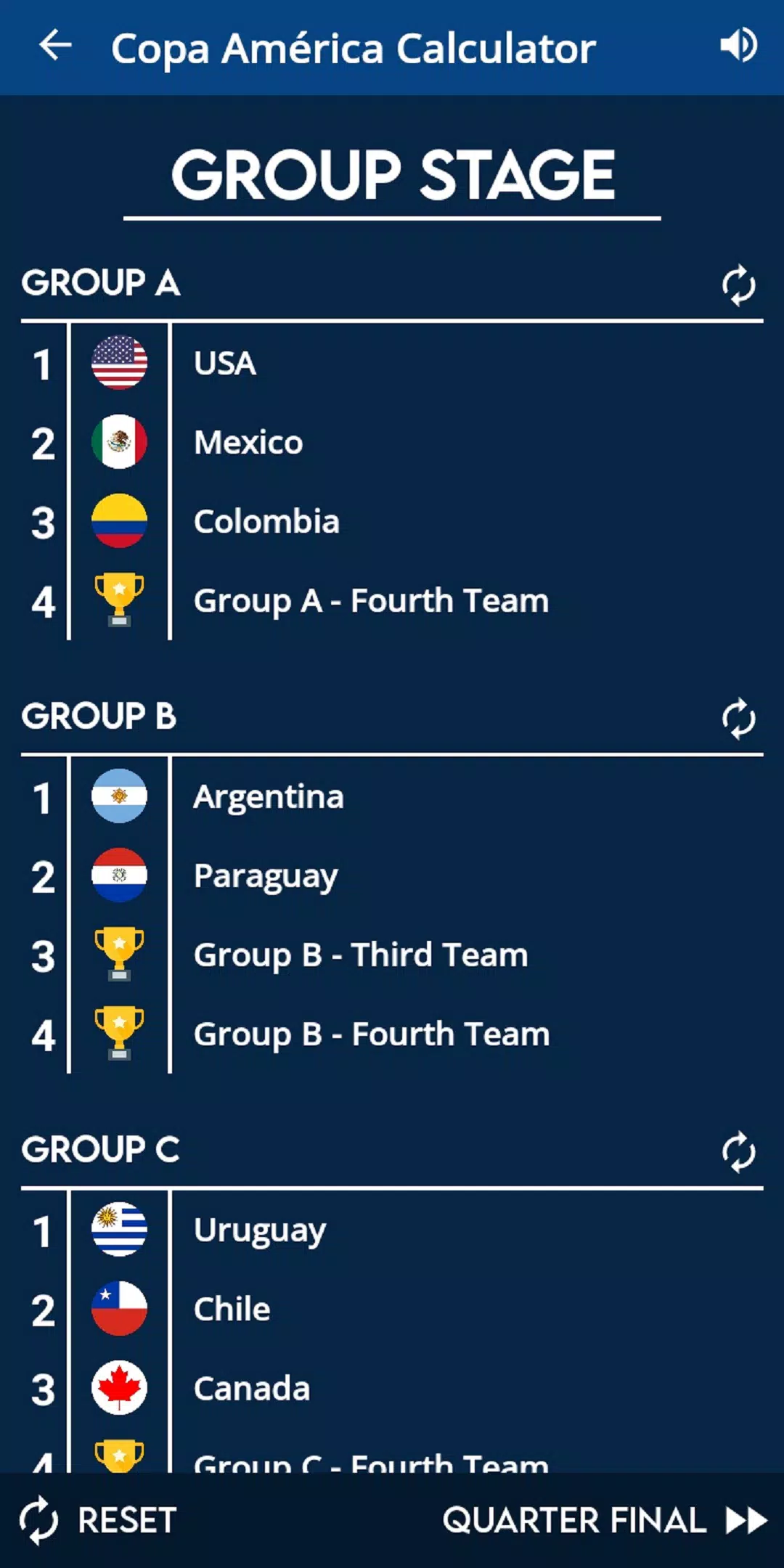 Copa América Calculator