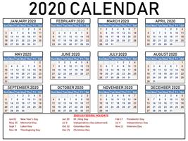 2020 World Public Holiday Cale Affiche