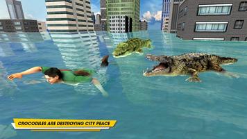 Crocodile Chasse Attaque Ville Simulateur capture d'écran 1