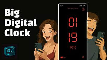 Huge Digital Clock - Clocksy الملصق