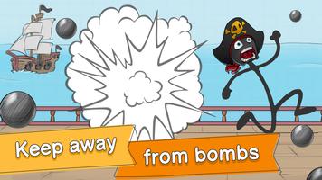 Pirate survival: Bomb edition. Stickman like game Poster