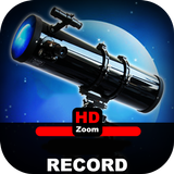 grand télescope zoom caméra hd icône