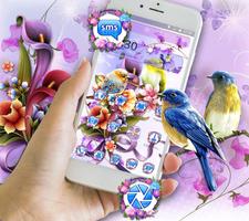 Bird Purple Flower Launcher Theme capture d'écran 2