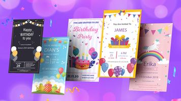 Birthday invitation card maker الملصق