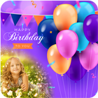 Birthday greeting cards maker: frame, name, photos Zeichen