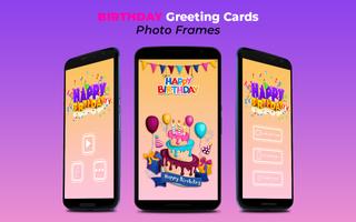 Birthday greeting cards maker: frame, name, photos पोस्टर