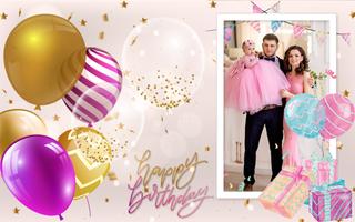 Birthday greeting cards maker: frame, name, photos imagem de tela 1