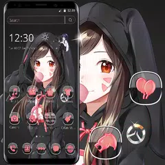 Baixar Tema preto Anime feminino APK