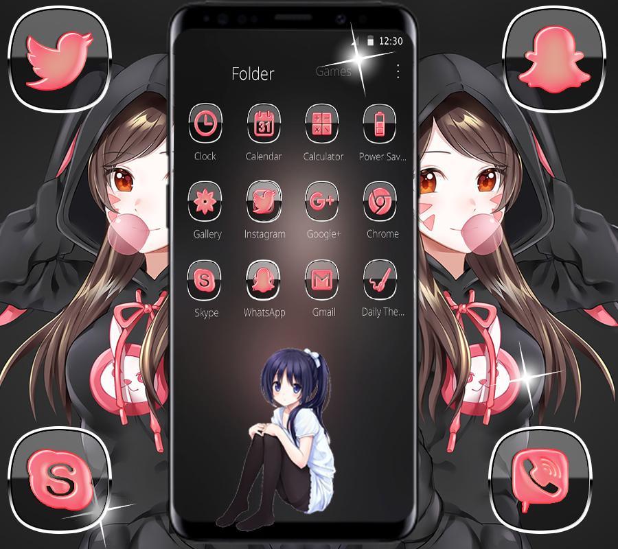 Black Anime Girly Theme APK for Android Download