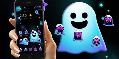Cute Blue Cartoon Ghost Theme screenshot 3