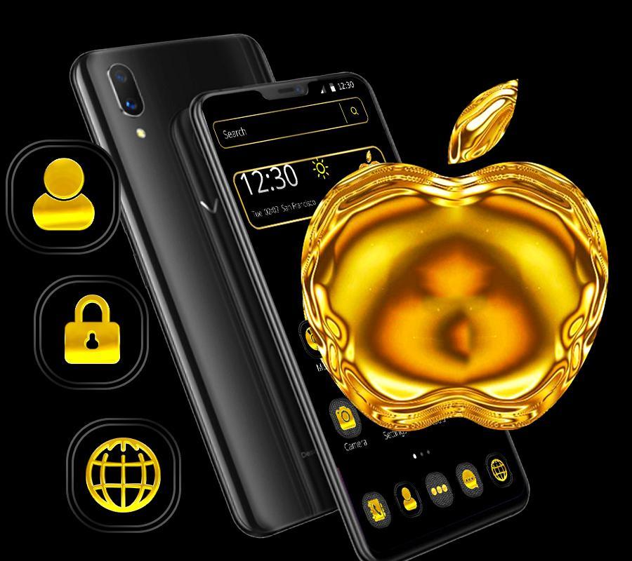 Установить золотое яблоко на телефон. Золотое яблоко. Голд эпл. Золотой Apple. Темы чёрные золотые бизнес для андроид.