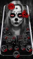 Black Red Rose Lady Skull Theme capture d'écran 2