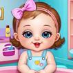 Newborn girl babysitter care icon