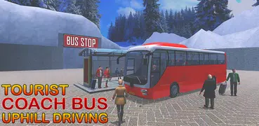 Tourist Coach Bus Uphill Drivi