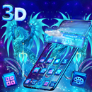 3D Blue Dragon Glass Tech Theme APK