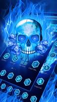 Blue flame skull theme poster