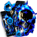 Blue Flaming Fire Skull Theme APK