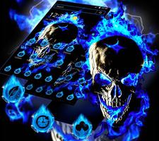 Blue Flaming Fire Skull Theme Ekran Görüntüsü 2