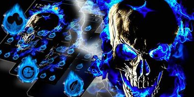 Blue Flaming Fire Skull Theme स्क्रीनशॉट 3